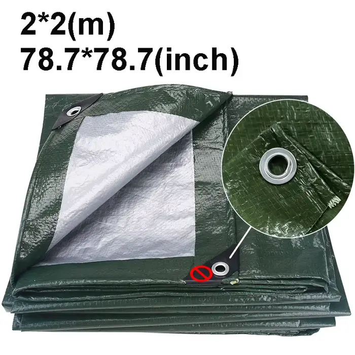 Bâche imperméable robuste verte et argentée, protection anti-UV, couverture polyvalente pour extérie