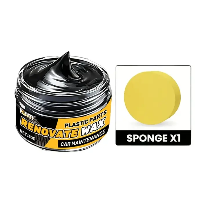 1 pot de cire de restauration et de protection noire brillante pour l'intérieur de la voiture - Revêtement en plastique