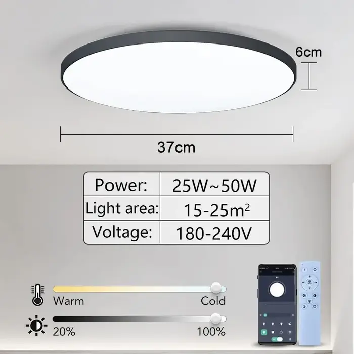 Plafonnier LED intelligent avec télécommande