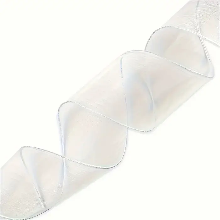 1 pièce/2 rubans en tissu de soie transparent blanc