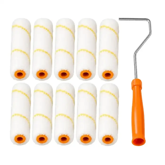 Lot de 10 housses de rouleau à peinture en microfibre avec poignée