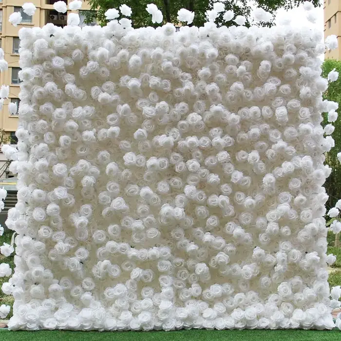 Uflower 3D blanc Rose tissu rideau fleur mur enroulable mariage toile de fond accessoires flore mur fête événement