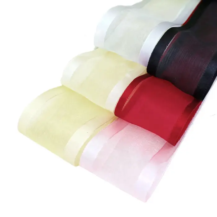 (50 yards/rouleau) ruban en Organza doux large côté vente en gros emballage cadeau rubans de décoration (20/25/40mm)