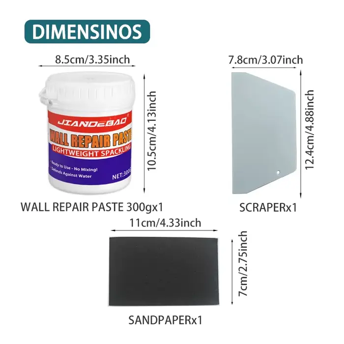 Mastic de pâte de réparation murale – Séchage rapide, facile à appliquer pour les fissures murales, 