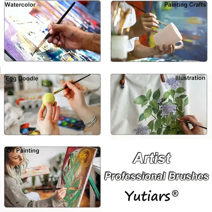 Ensemble de pinceaux de peinture professionnels à détails fins (12 pièces) – Pour l'huile