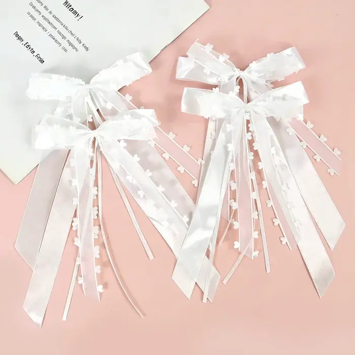 10-30 pièces Nœuds de mariage en ruban blanc
