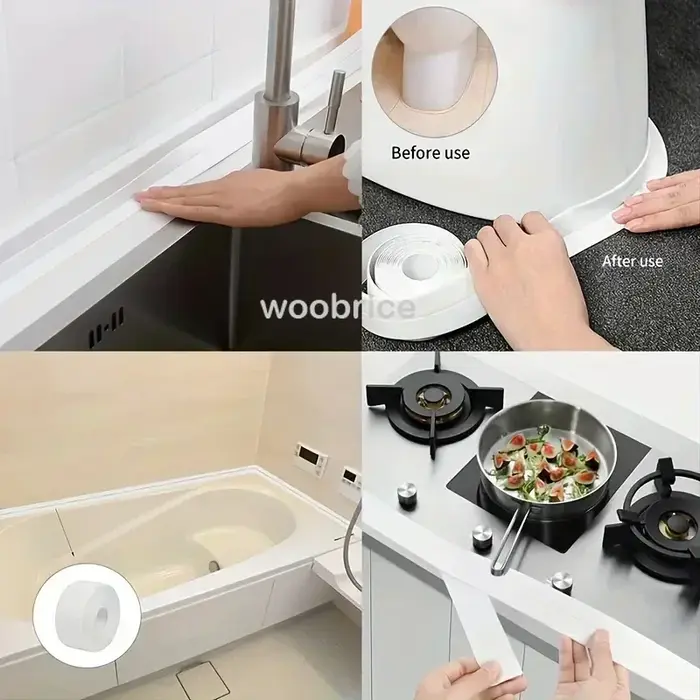 1 rouleau de ruban d'étanchéité en PVC pour salle de bains et cuisine