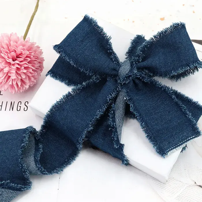 Ruban en Polyester bleu Denim avec bobine