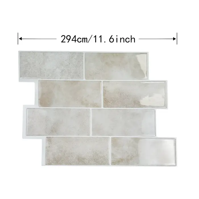 Carreaux muraux pour salle de bains imperméables 10 feuilles pierre Beige peler et coller dosseret Splash bâton sur