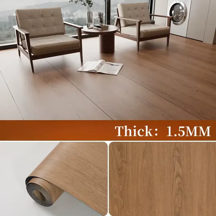 Papier peint autocollant de sol Imitation Grain de bois, 3/4/5M, pour salon, épais, imperméable, aut