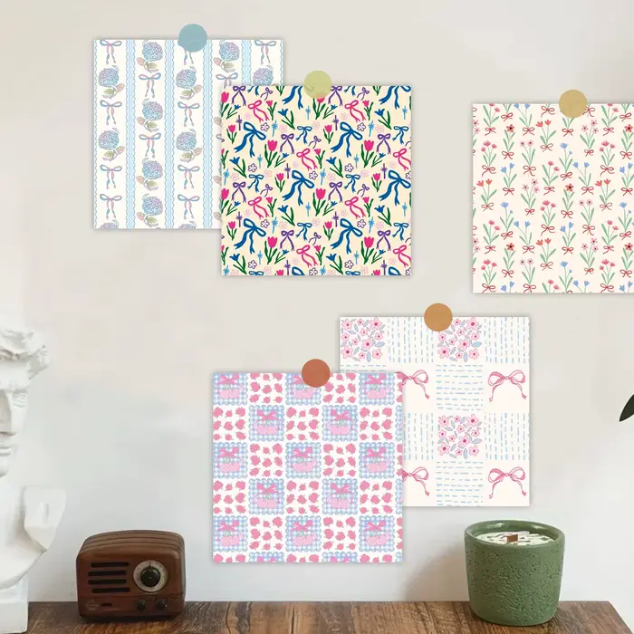 Ruban à nœud et papier artisanal décoratif Floral