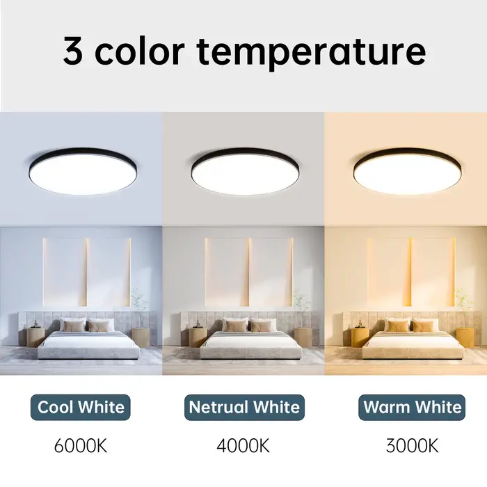 Plafonnier Bambou Led Rond Étanche De 18W, 30W,40W,Decken Lampe Led Luminaire De Plafond Pour Cuisin