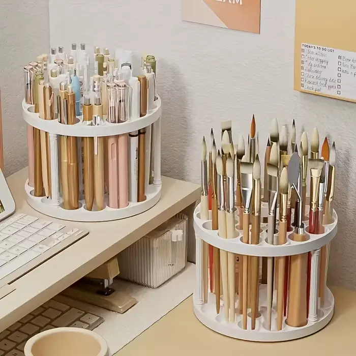 360 ° Porte-brosse rotatif – Organisateur en plastique blanc avec finition émaillée