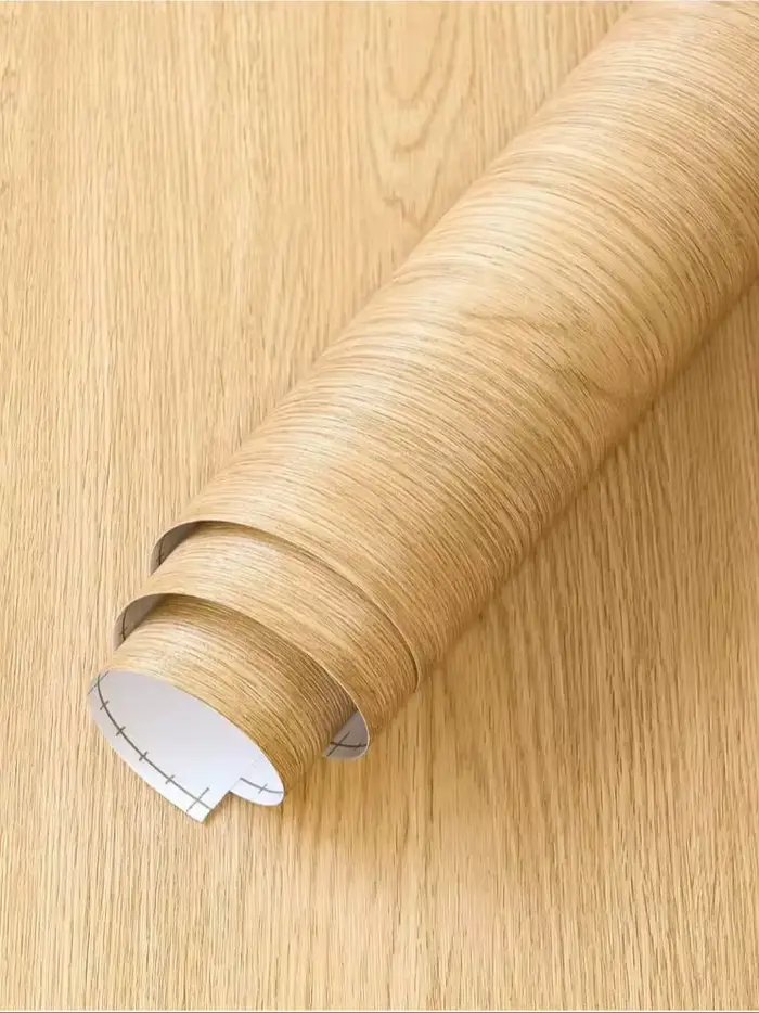 Papier peint autocollant imitation grain de bois chêne clair, film adhésif pour la décoration murale