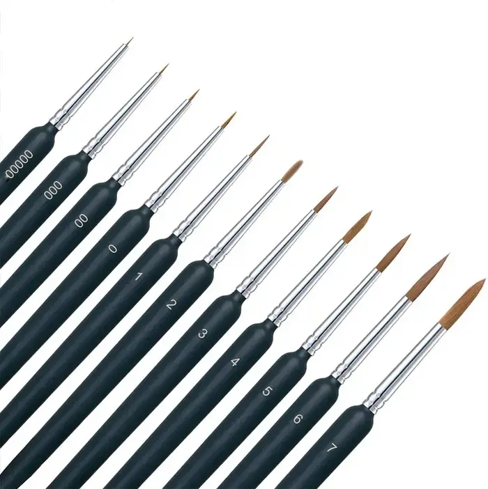 Ensemble de pinceaux à peinture miniatures avec poignée ergonomique