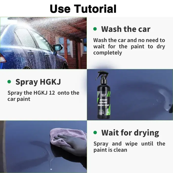 HGKJ S6 Spray de revêtement céramique ultime Protection de peinture hydrophobe haute brillance 9H Nano Top cire longue durée détail d'entretien de voiture