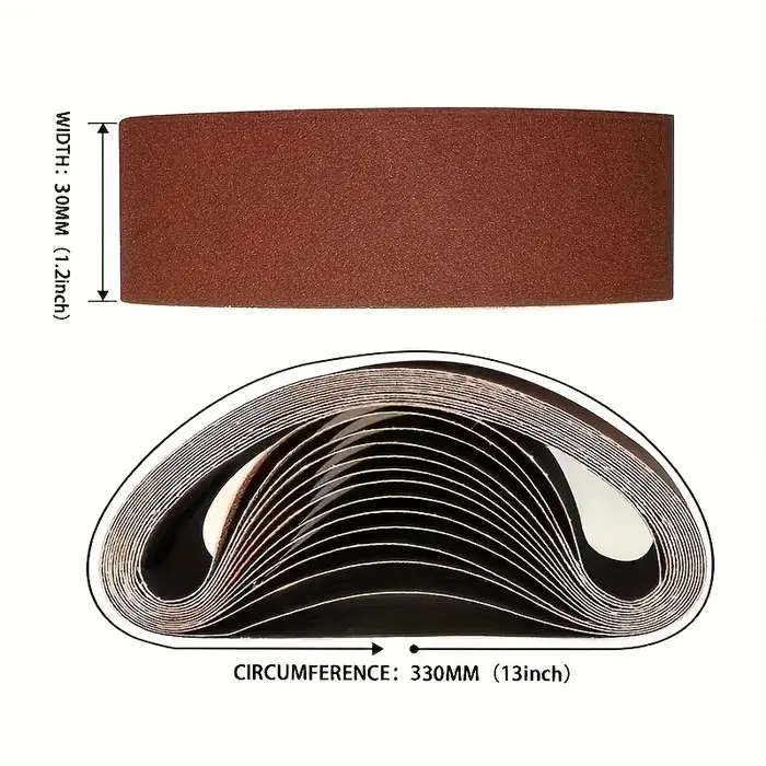 10 pièces de bandes abrasives 30 x 330 mm - Grains 60/80/120/240/400 - Pour ponçage