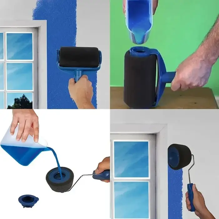 Rouleau de peinture rechargeable avec rangement intégré