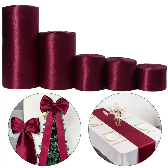 Ruban en satin rouge bordeaux 40/50/60/100/150 mm de large pour chemin de table de mariage