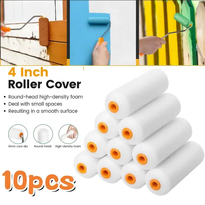 10 pièces de rouleaux à peinture en mousse à haute absorption de 4 pouces