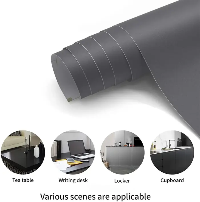Papier peint auto-adhésif en PVC noir mat