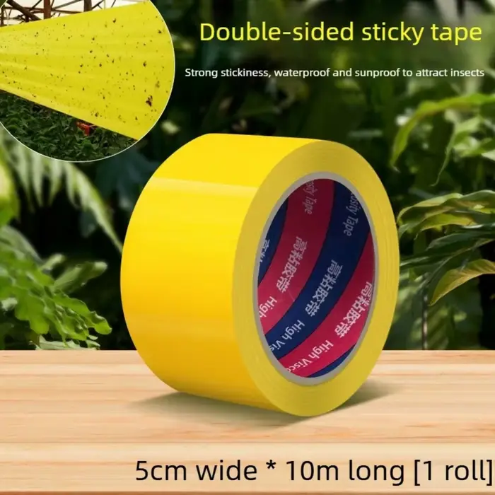 1 rouleau de ruban adhésif double face jaune de 10 m, barrière anti-insectes, piège à insectes, non