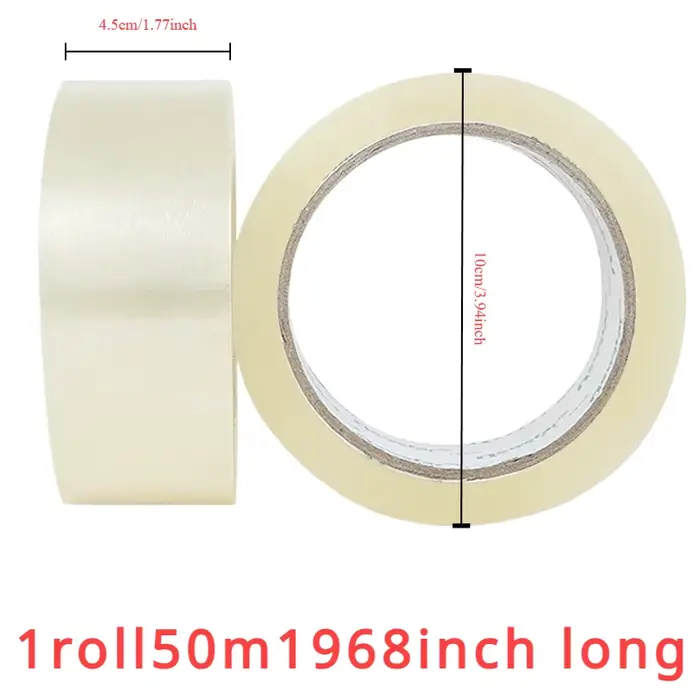 Rouleau de ruban adhésif Transparent largeur 4.8cm1.89 pouces, ruban d'étanchéité en plastique haute