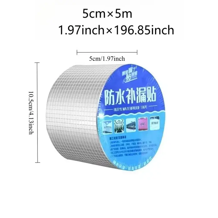 1 pièce Ruban Butyle Auto-adhésif en Feuille d'Aluminium pour Réparation de Fuites de Toiture, Fissu