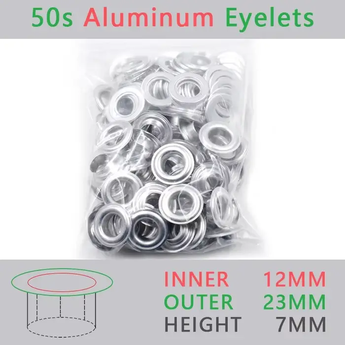 Oeillets en aluminium de 12MM avec rondelles, outils d'installation sans rouille pour tente, bâche d