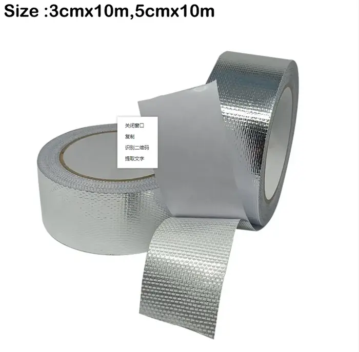 Nouveau 10M fibre de verre feuille d'aluminium ruban haute température argent