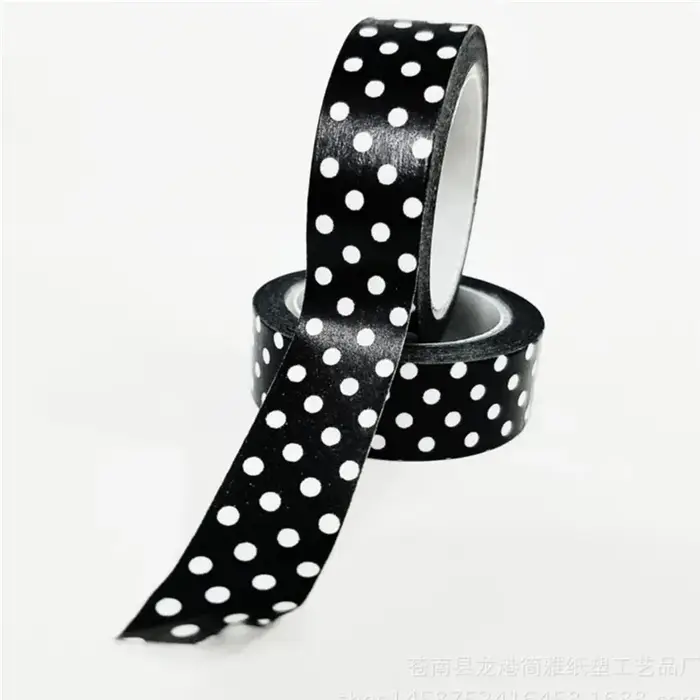 1 rouleau de ruban adhésif japonais Washi noir et blanc