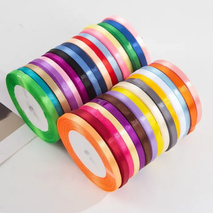 Ruban en satin de soie de 25 yards et 6 mm pour artisanat