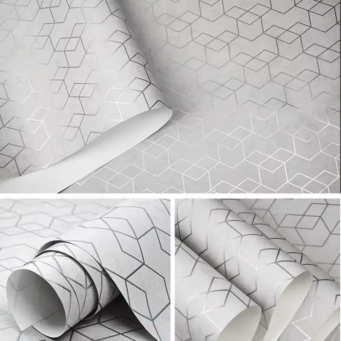 Rouleau de papier peint géométrique de luxe gris foncé