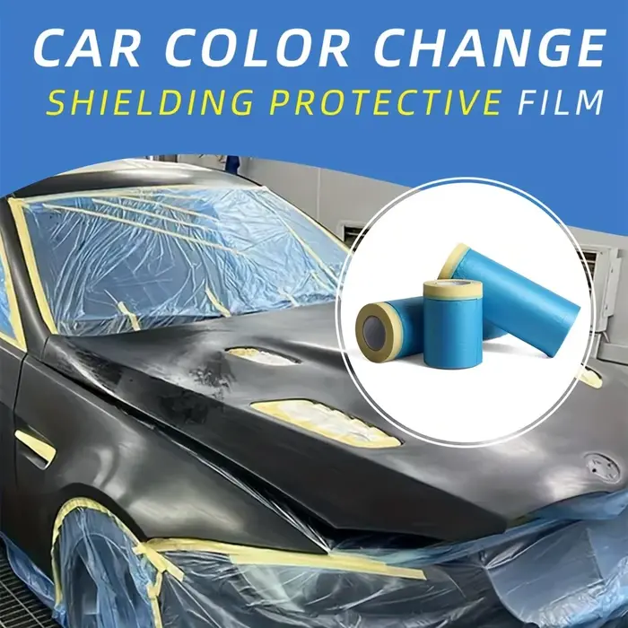 Film de masquage à ruban adhésif, feuille de plastique, bande de peinture de voiture pour peintres, 