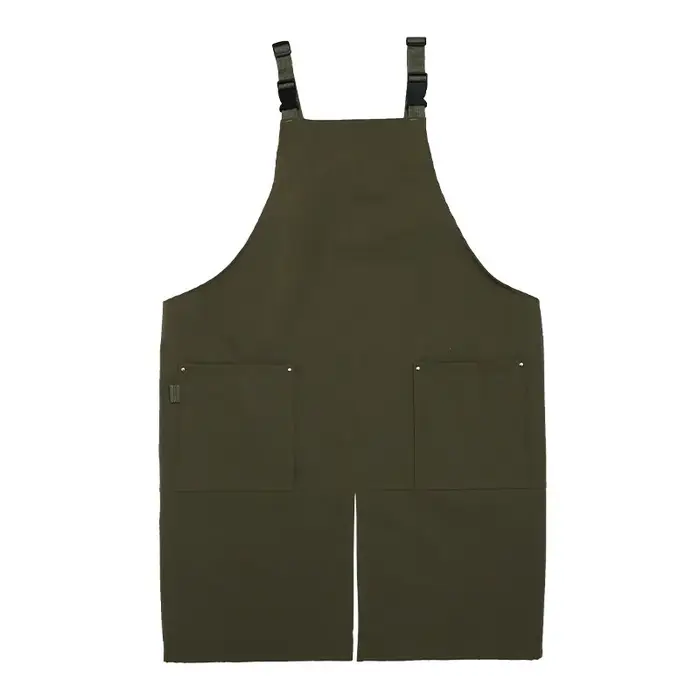 Tablier de logo personnalisé avec le coton imperméable de toile de conception divisée pour la cuisine de restaurant de café