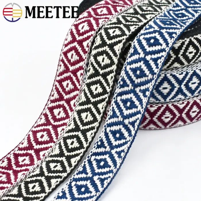 1 rouleau = 40 m, ruban jacquard ethnique de 25 mm