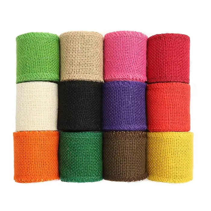 Ruban en Toile de Jute Naturelle Colorée