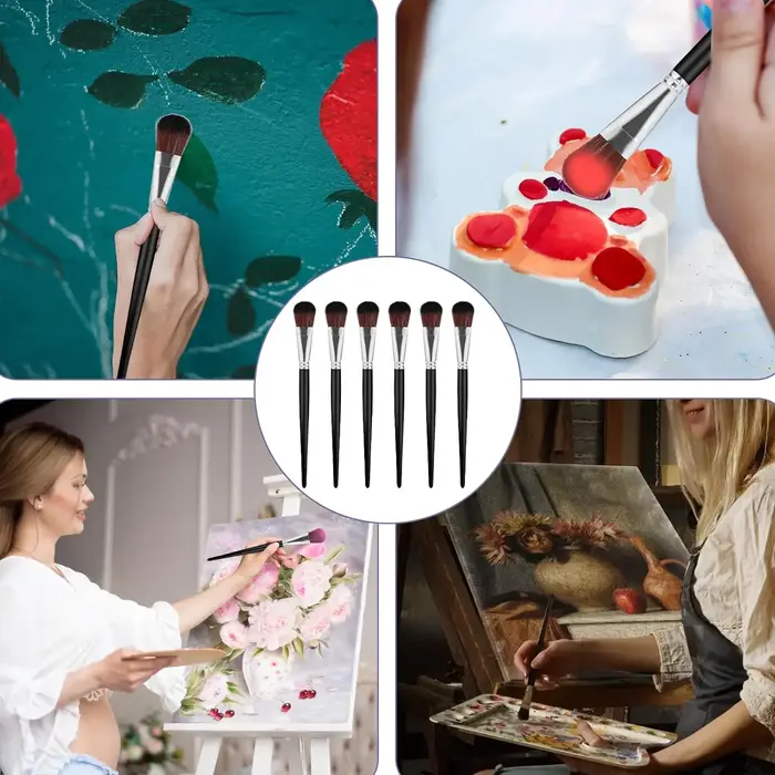 6 pièces brosse de vadrouille pour peinture acrylique 1 pouce pinceau de mélange pinceaux