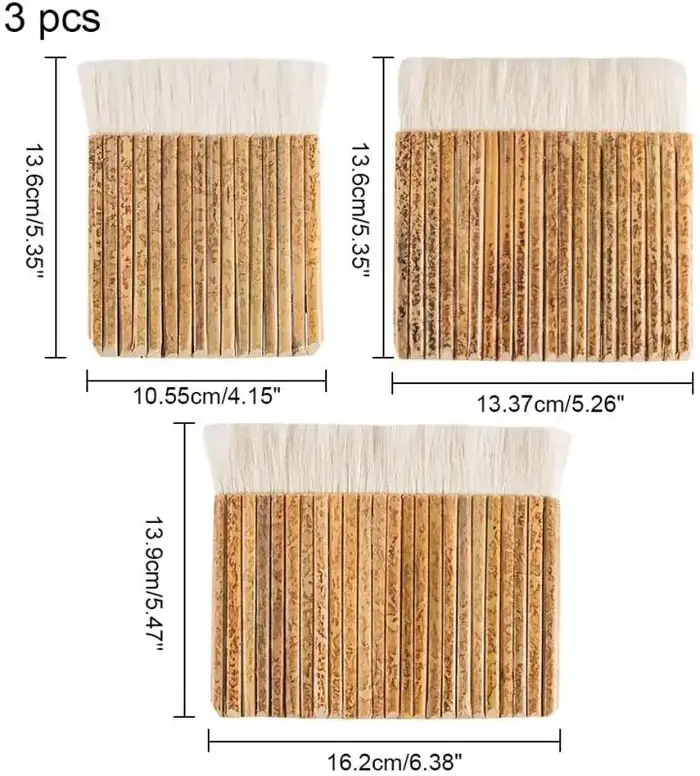 Brosse Haik d'interconnexion de merlu avec manche en bambou, peinture de poterie en céramique, livre
