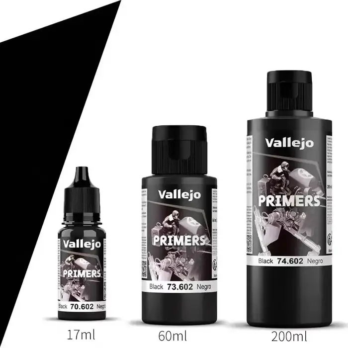 Vallejo | Apprêt acrylique noir | Finition mate et séchage rapide | Parfait pour l'aérographe et une excellente adhérence à la mode des figurines et à l'échelle