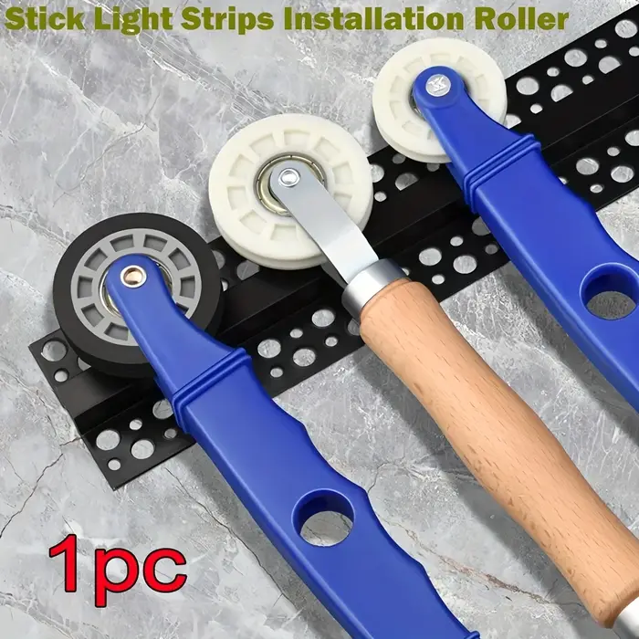 Outil de rouleau de canal de bande LED - 2 rainures en U et roues plates avec poignées en bois/plastique | Instalez