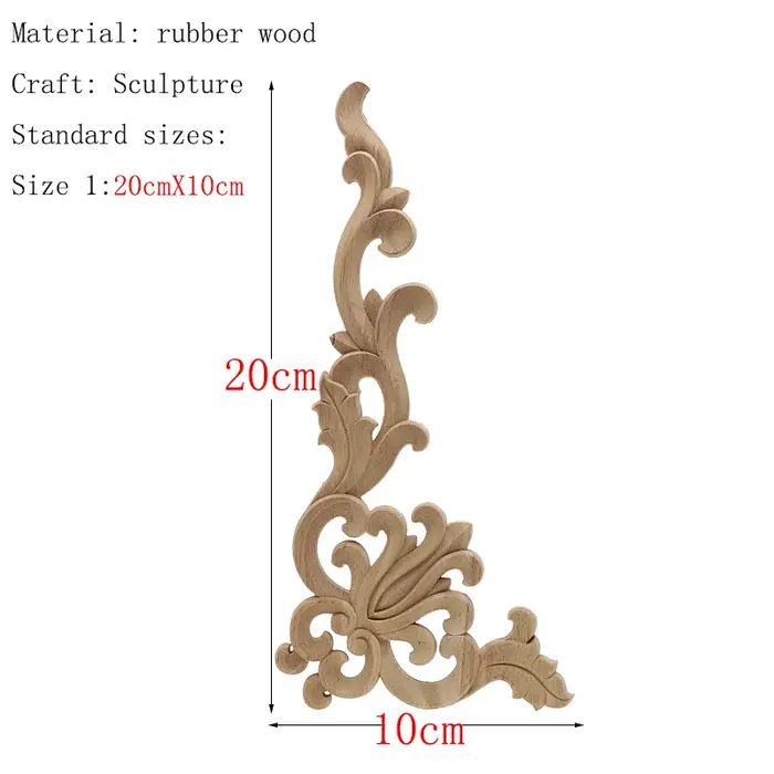 Bois sculpté coin Onlay Applique cadre porte décorer portes murales meubles décoratifs modernes 20X10CM Figurines