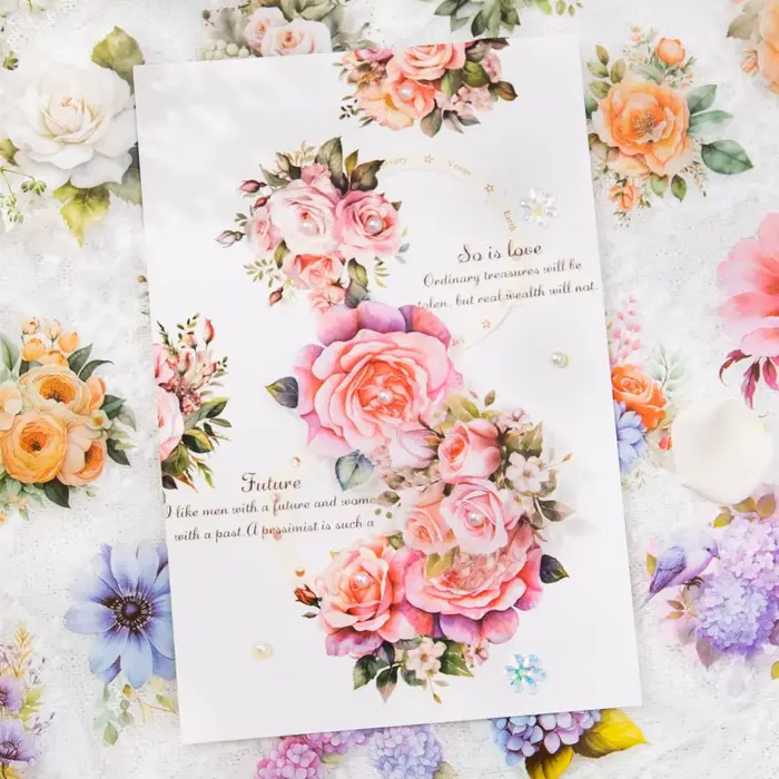8 rouleaux/pack - Ensemble de rubans floraux - Ruban floral
