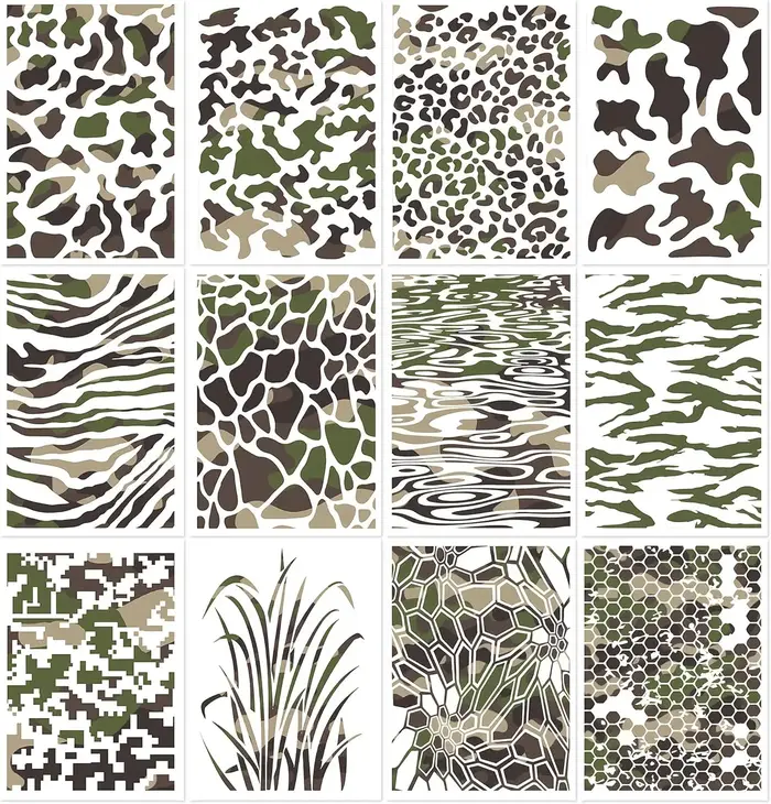 12 pochoirs pour la peinture, pochoirs de camouflage pour la peinture au pistolet, réutilisables pou