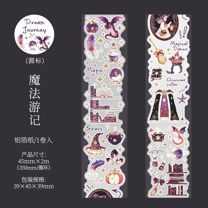 Ruban Washi Rétro Mignon Thème Contes de Fées Dreamland – Adhésif Décoratif pour Collages, DIY, Scrapbooking et Papeterie Faite Main