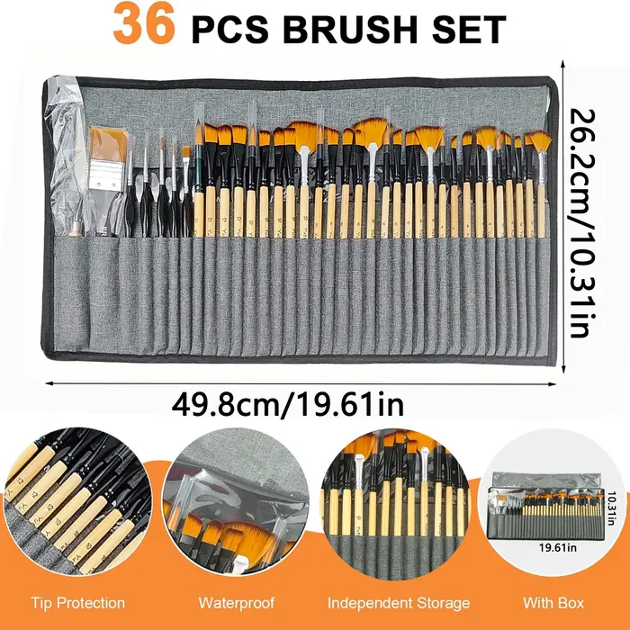 Ensemble de pinceaux à peinture professionnels 36 pièces