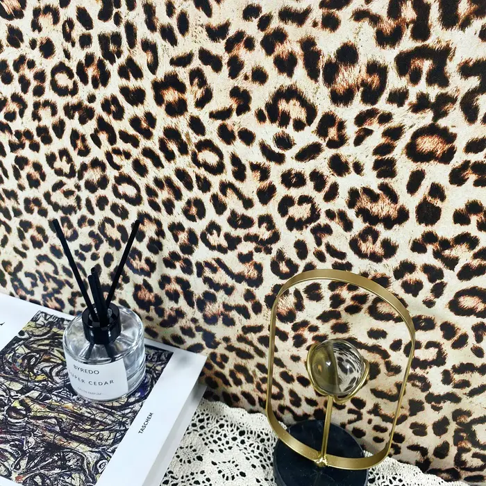 Papier peint léopard rétro auto-adhésif en vinyle marron Chic