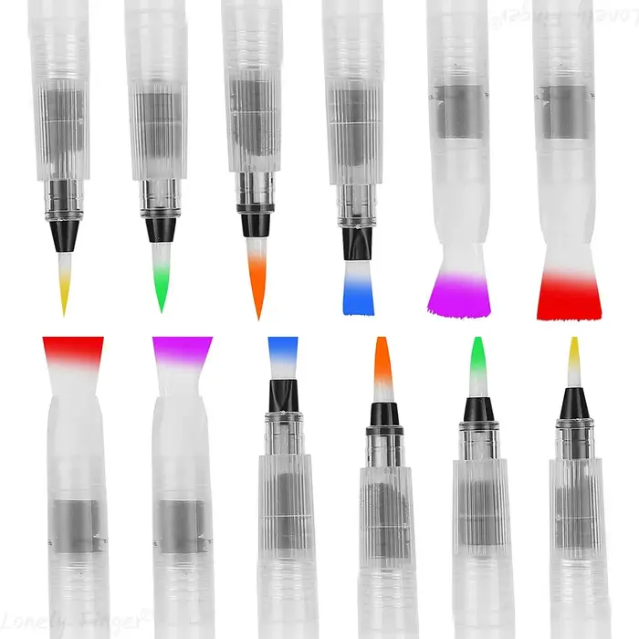 6/12 pièces stylo pinceau aquarelle pour artiste étudiant peinture lettrage pointe plate/pointe