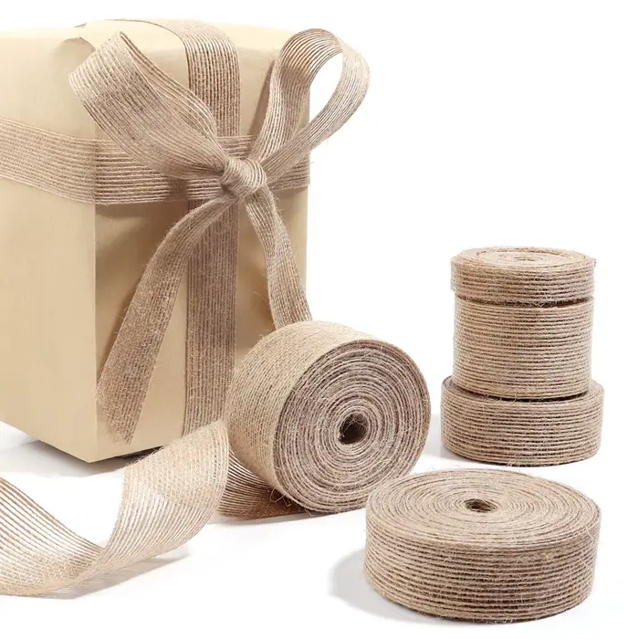 Rouleau de ruban en toile de jute naturelle vintage