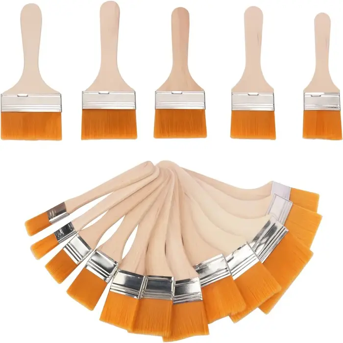 Ensemble de pinceaux de peinture artistique 18 pièces - Pinceaux plats polyvalents avec poils en nyl